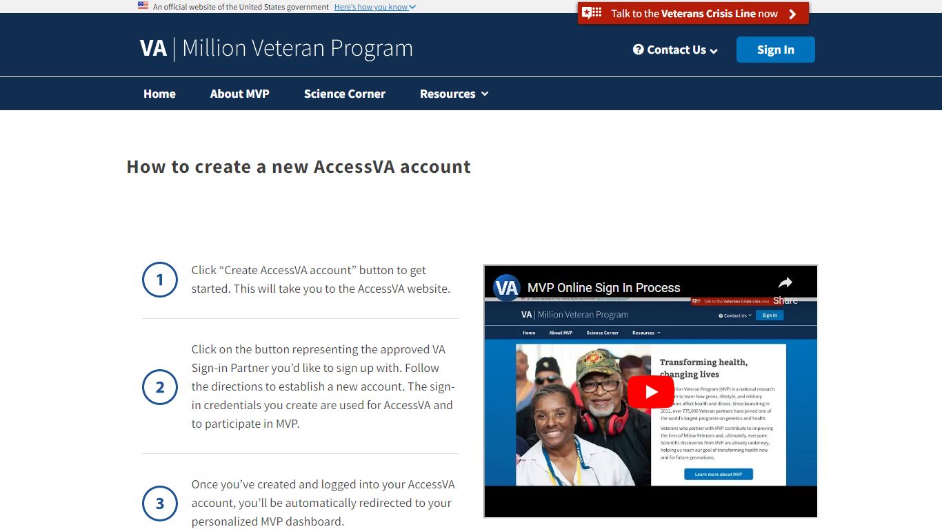 How to create a new AccessVA account - Veterans Affairs